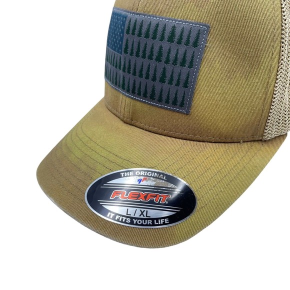 Columbia Mesh Tree Flag Hat Cap Flex Fit Brown Size L/XL - Picture 3 of 7
